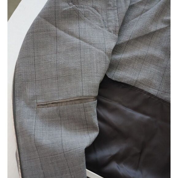 Theory M0371403 Mens Sz S Charcoal Plaid Zerega Wool Blend 2-Way Zip Jacket $495 - Picture 9 of 12